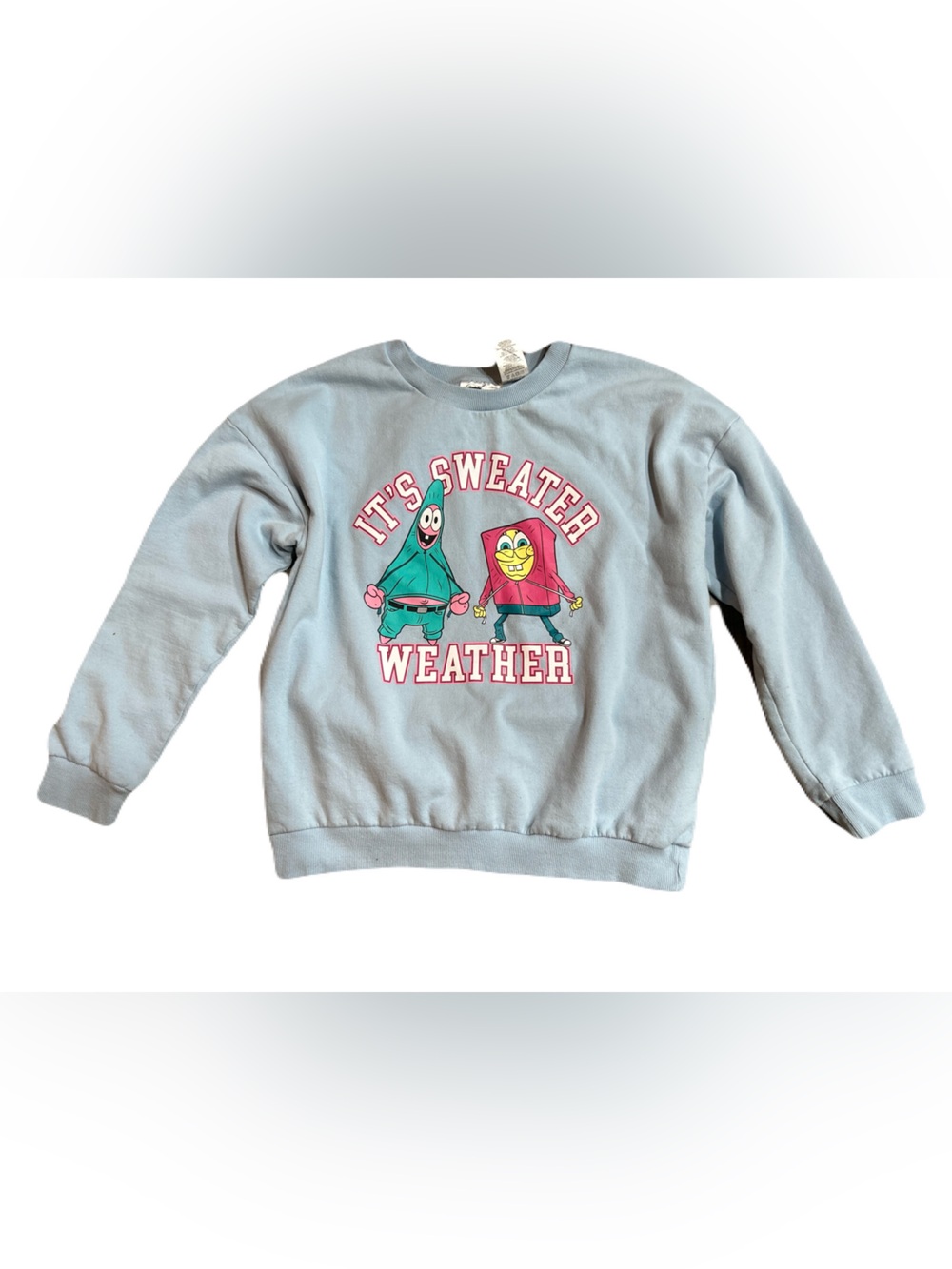 SpongeBob Squarepants Light Blue sweatshirt Sweater Weather Patrick Large